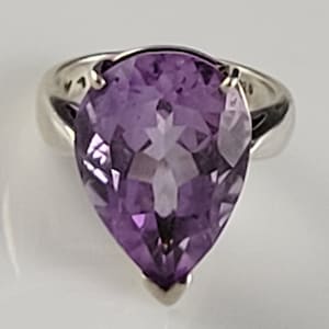 1960s natürlicher Amethyst Sterling Statement Ring