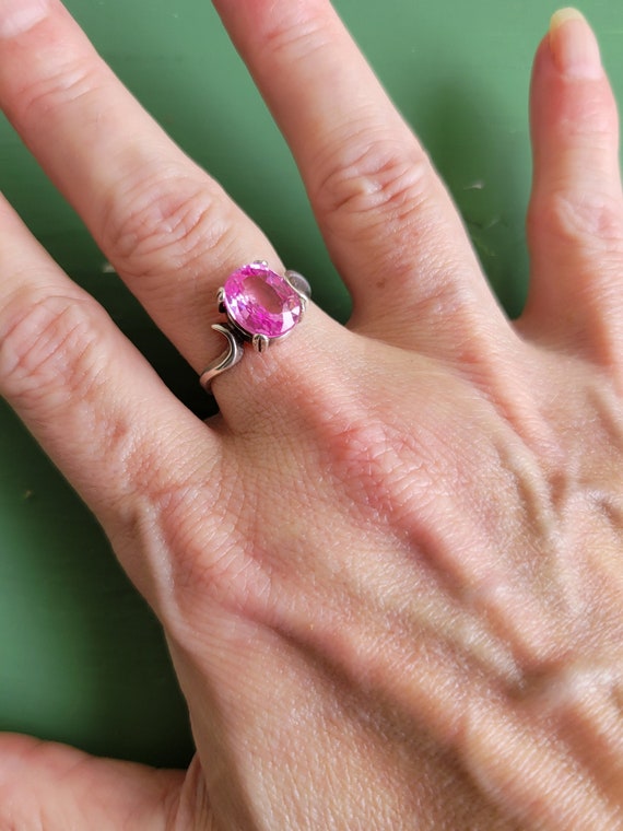 Stunning 1970s Natural Pink Topaz Sterling Bypass… - image 9