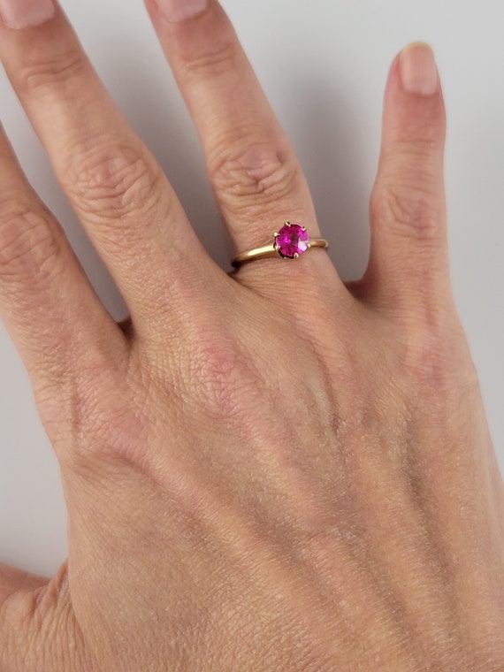 Rare Ostby Barton Classic Ruby Solitaire 10KT Ros… - image 10