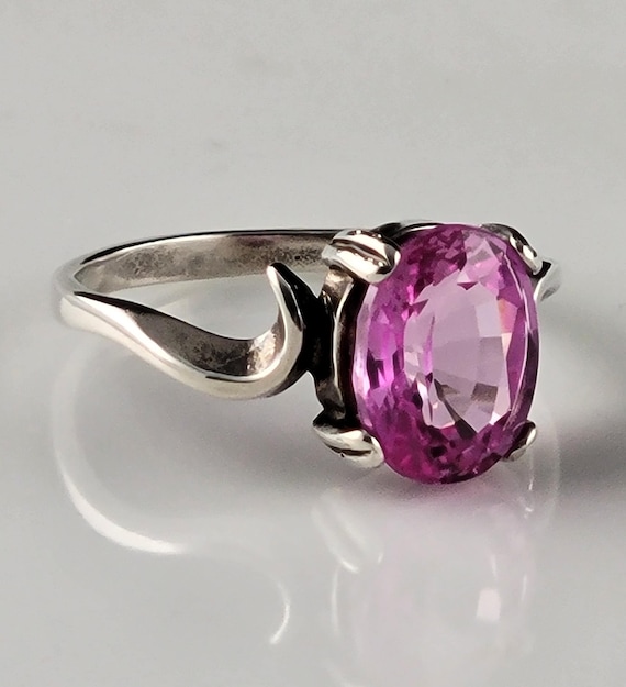 Stunning 1970s Natural Pink Topaz Sterling Bypass… - image 2