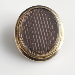 Momento Mori-Gold Washed Sterling Mourning Brooch With Hair-Circa 1890s