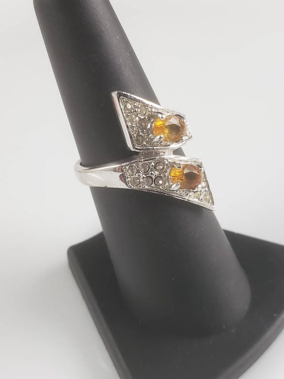 1940s-1950s Estate Genuine Citrine Bypass Ring - image 2