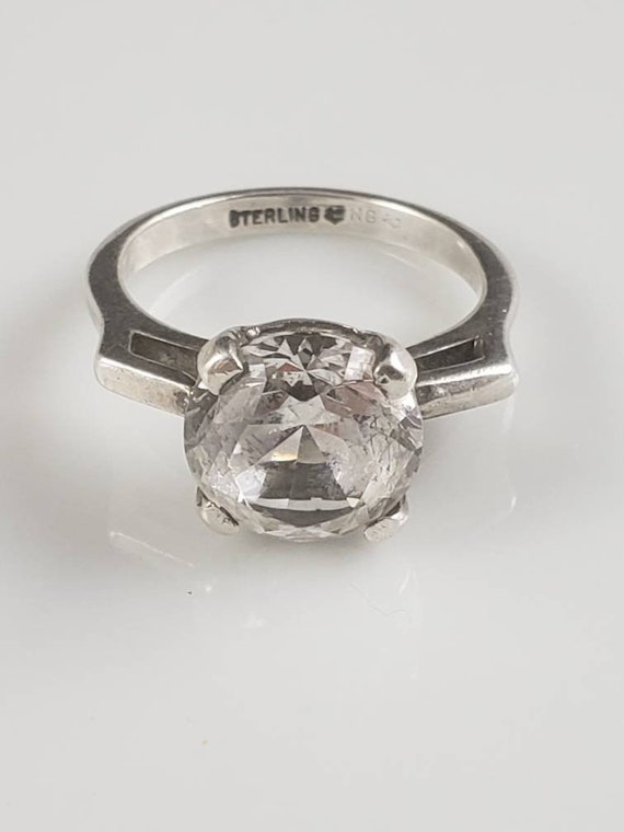 Estate White Stone Engagement Style Solitaire Ring - image 4