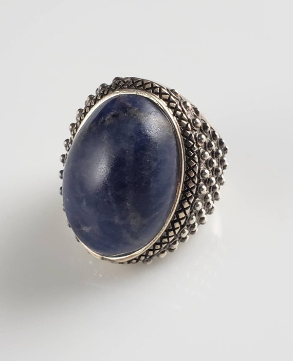 Vintage Chunky Sterling Lapis Signature Ring