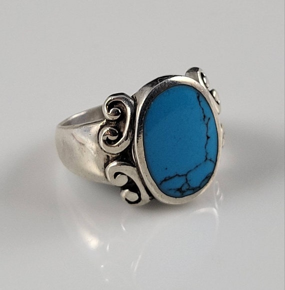 Dramatic Natural Spiderweb Turquoise Sterling Scr… - image 3