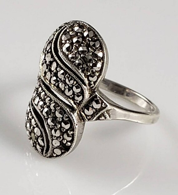 Art Deco Era Marcasite & 935 Sterling Silver Swir… - image 3