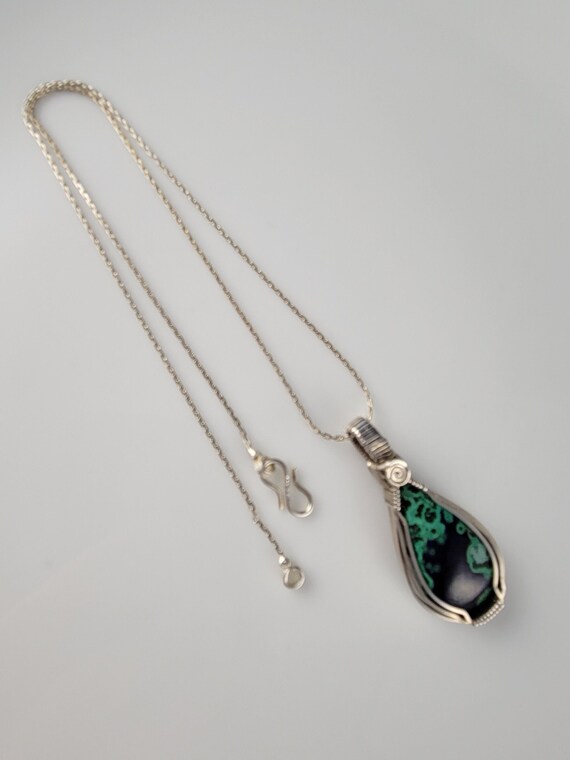 Gorgeous 1970s Chrysocolla Sterling Silver Neckla… - image 9
