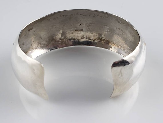 Sterling Silver Stamped & Signed Navajo Cuff - image 3