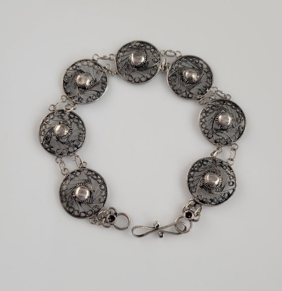 1910s Cannetille Sterling Silver Panel Bracelet