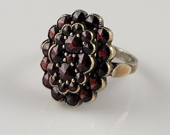 Stunning Antique Bohemian Garnet 900 Silver Ring-Circa 1900s