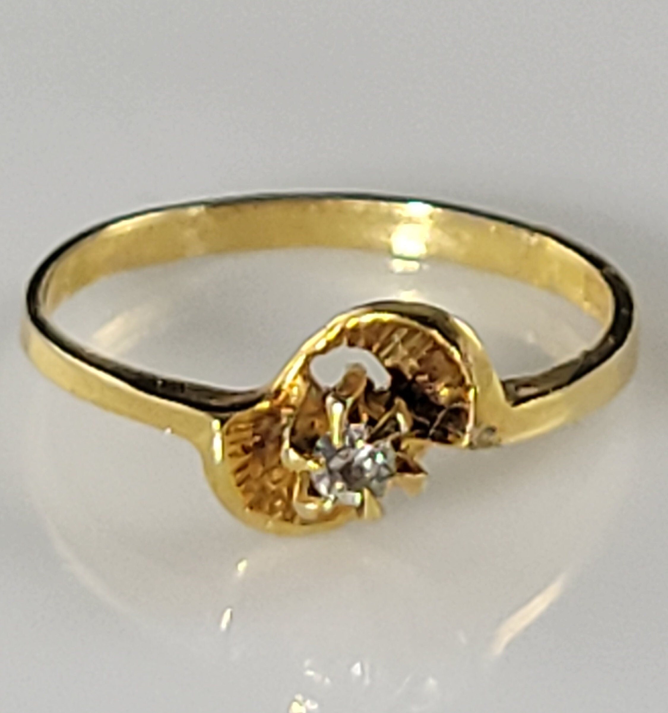 Victorian Era Diamond Buttercup Ring in 14KT Yellow Gold