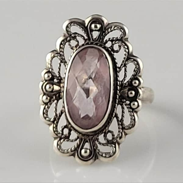 Gorgeous Nicky Butler Rose Quartz Sterling Filigree Ring