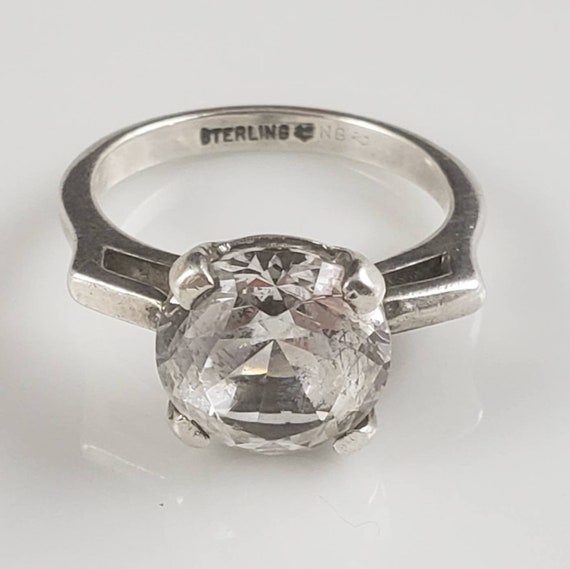 Estate White Stone Engagement Style Solitaire Ring - image 1