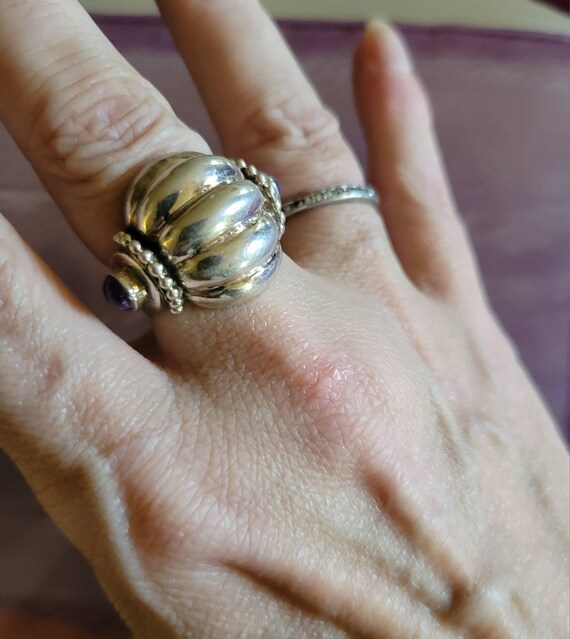 Steampunk Style Amethyst Scroll Ring - image 7