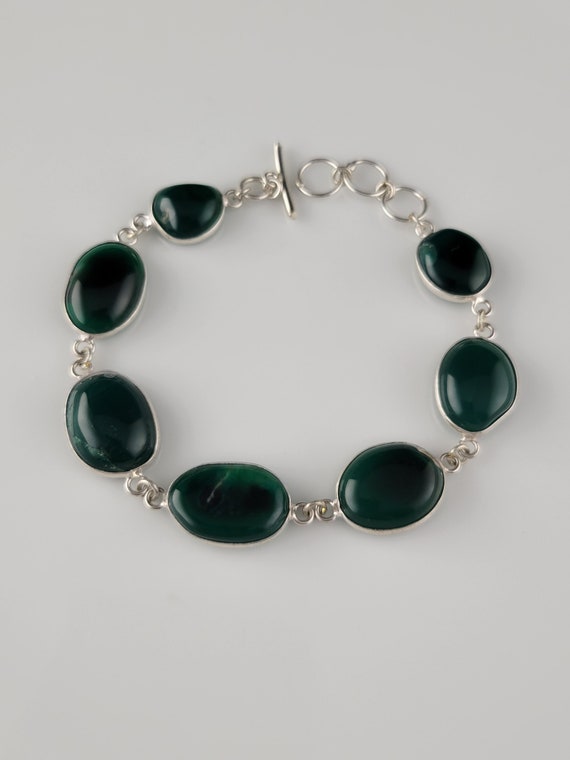 Natural Hunter Green Aventurine Silver-Plated Togg