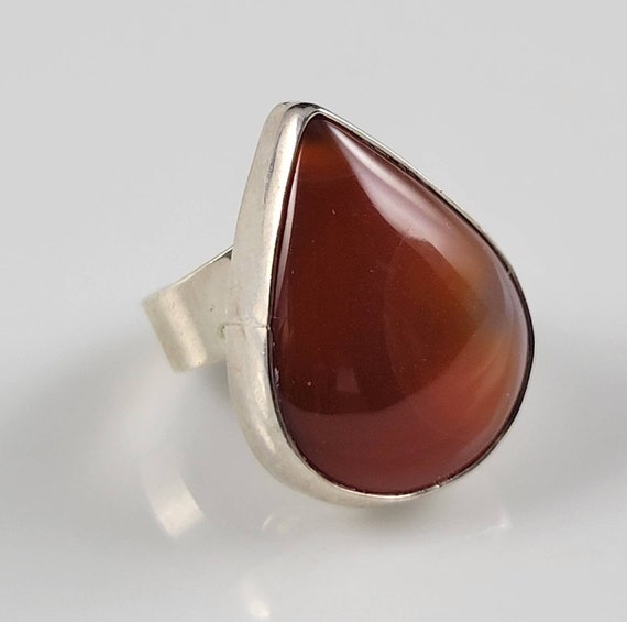 Bold Taxco Natural Carnelian Sterling Silver Statement Ring