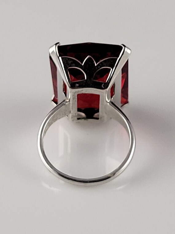 Uncas Step Cut Ruby Sterling Statement Ring-Mint! - image 7