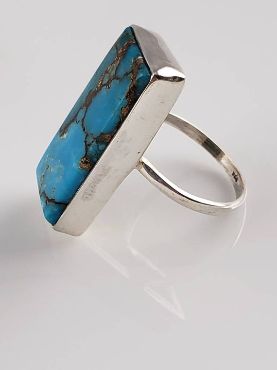 Vintage Natural Turquoise Statement Ring - image 4