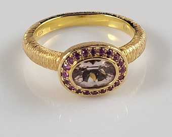 Michelle Albala Genuine Tourmaline & Pink Sapphire  Vermeil Ring