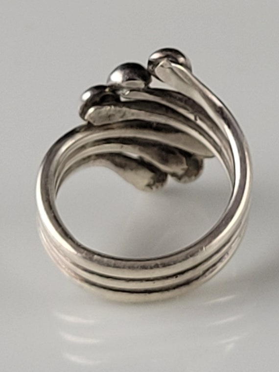 Taxco Sterling Modernist Orb Bypass Ring Circa 19… - image 5