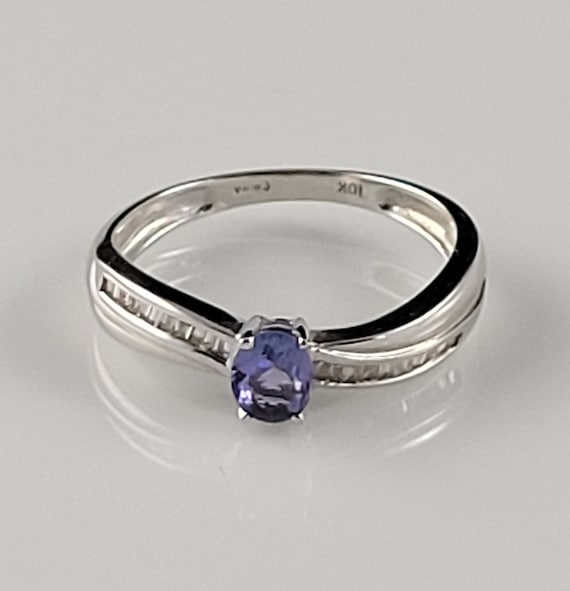 Tanzanite & Diamond 10KT White Gold Modified Bypas