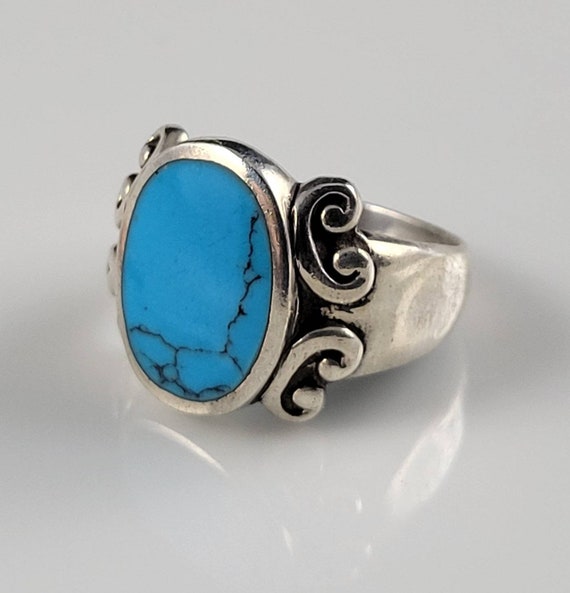 Dramatic Natural Spiderweb Turquoise Sterling Scr… - image 2