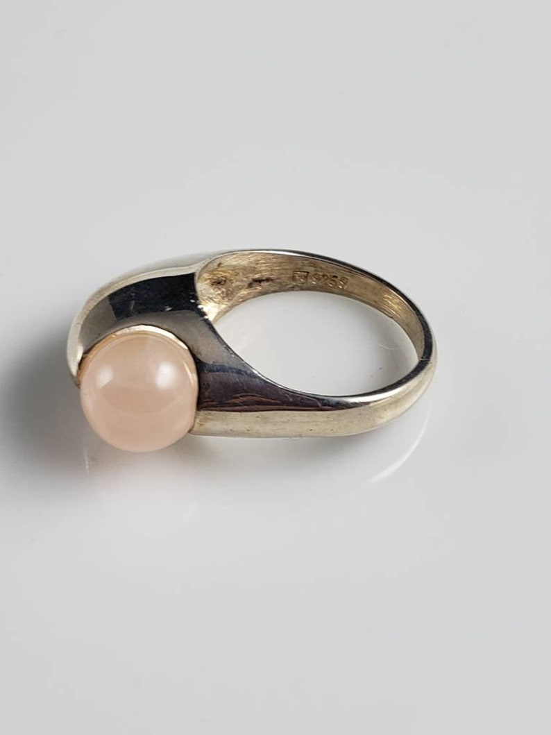 Henrik Ulrichsen Modernist Rose Quartz Sterling Siliver Ring