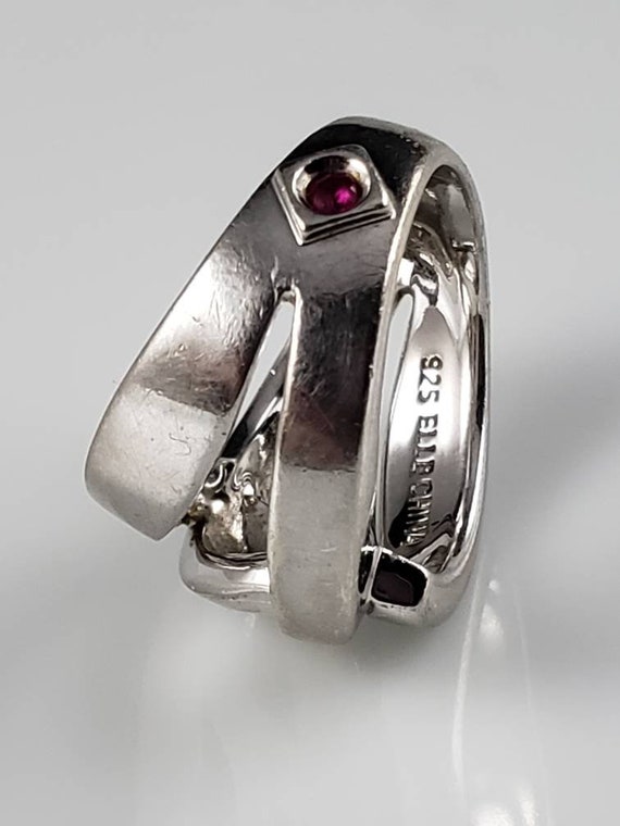 ELLE Designer Ruby Modernist Celtic Style Sterling