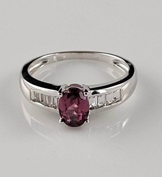 Estate Rhodolite & White Topaz 10KT White Gold Rin