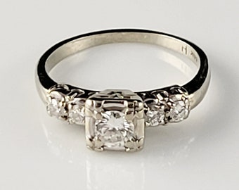 Anillo de bodas Art Déco de oro de 14 quilates con diamantes