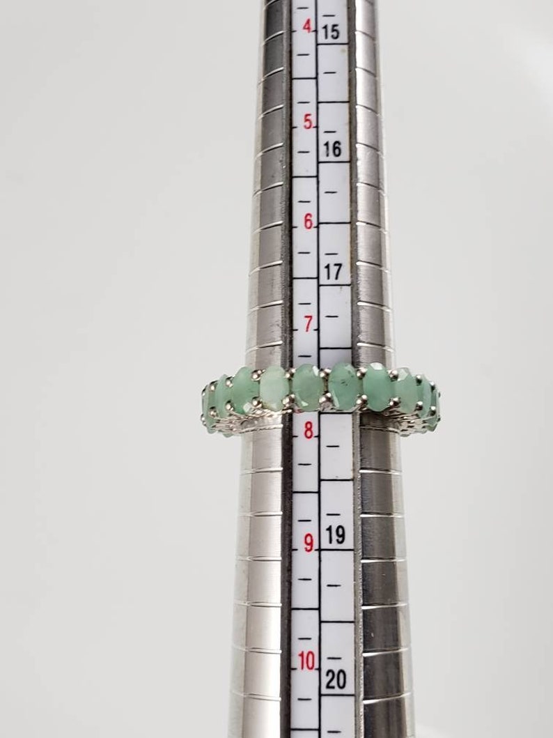 Gorgeous Genuine Emerald Sterling Silver Eternity Band