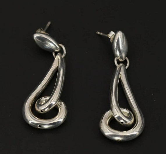 Modernist Sterling Silver Chandelier Earrings Gem