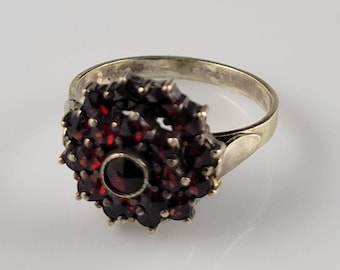 Antique Bohemian Garnet 900 Silver Ring-Circa 1900s
