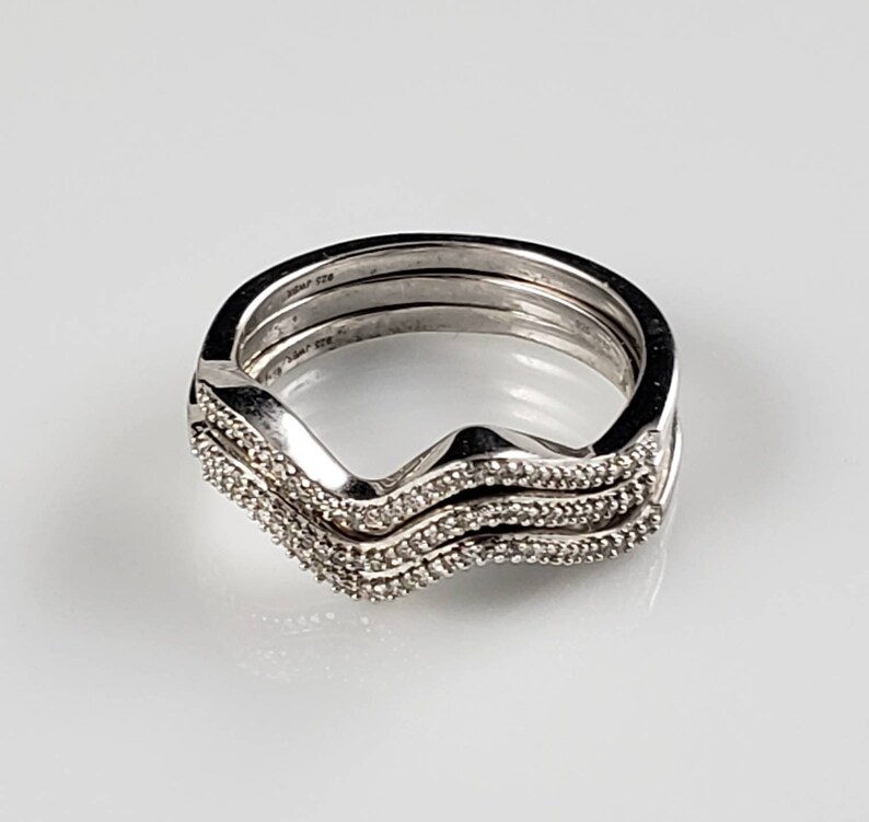 Minimalist Diamond Stacking Rings in Sterling Silver - Etsy