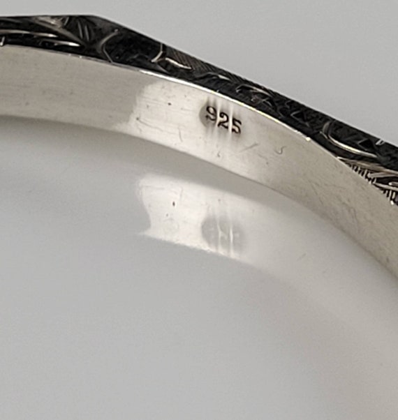 Vintage Etched Floral Sterling Silver Bracelet - image 6