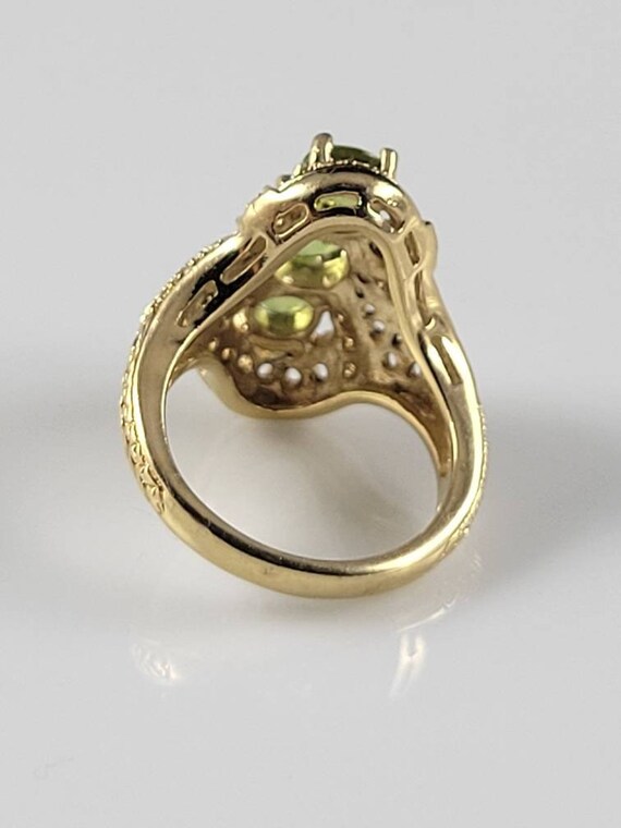 Art Deco Style Peridot Vermeil Statement Ring - image 6