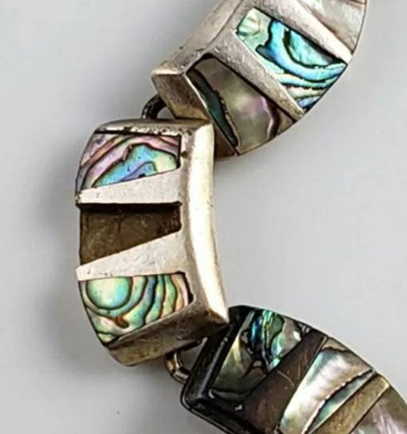 Taxco Abalone Heavy 950 Sterling Silver Bracelet-… - image 4