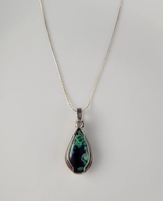 Gorgeous 1970s Chrysocolla Sterling Silver Neckla… - image 2