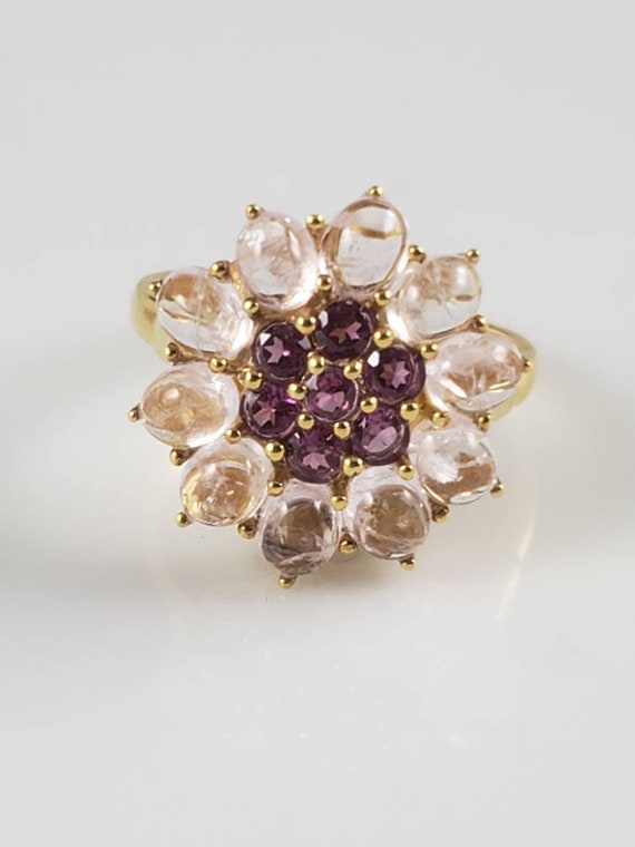 Natural Morganite & Rhodolite Garnet Vermeil Flow… - image 1