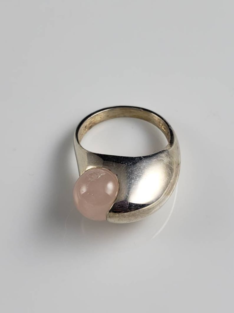 Henrik Ulrichsen Modernist Rose Quartz Sterling Siliver Ring