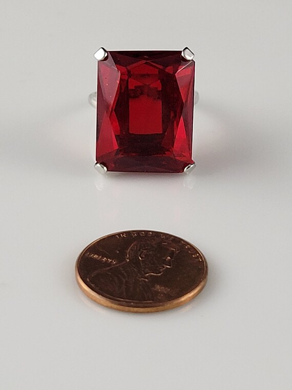 Uncas Step Cut Ruby Sterling Statement Ring-Mint! - image 9