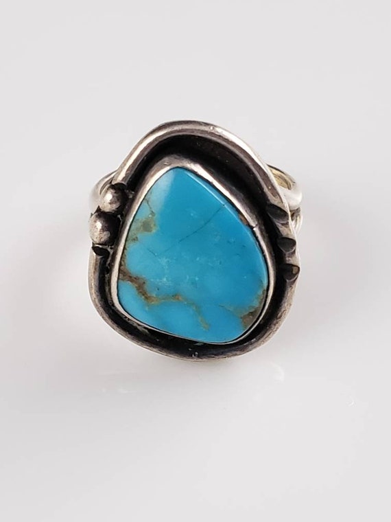 Navajo Handmade Natural Turquoise Sterling Ring