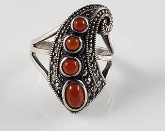 Art Deco Carnelian & Marcasite Ring