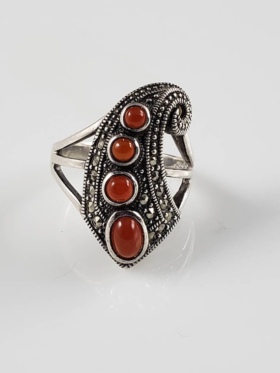 Art Deco Carnelian & Marcasite Ring