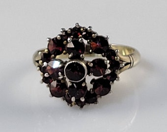 Antique Bohemian Garnet 830 Silver Ring-Circa 1900s