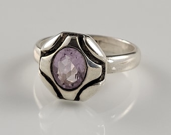 Bague Art Déco Filigrane En Argent Solide Avec Améthyste 6mm - Neuf Sans Emballage