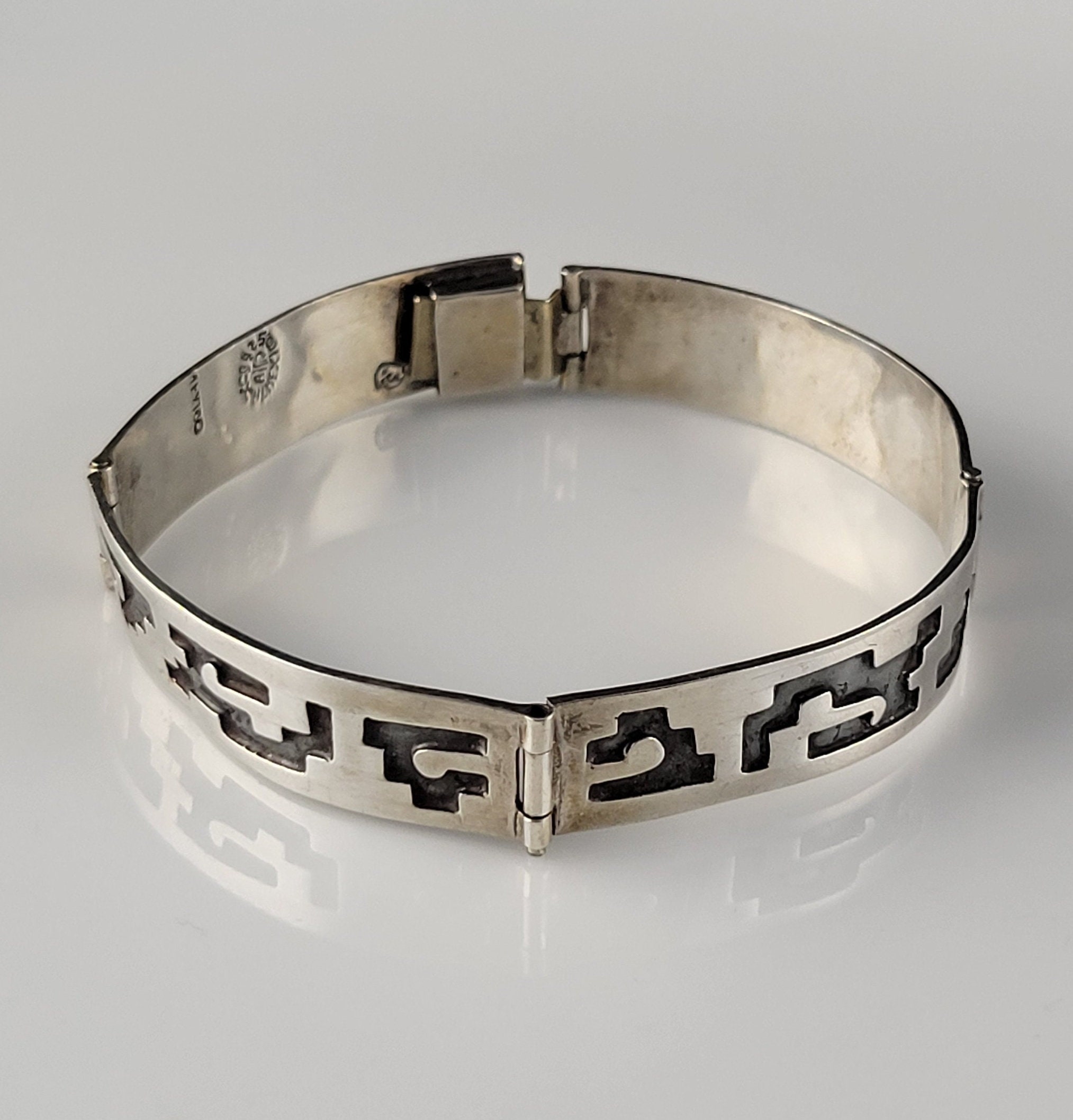 Taxco Oxidized Aztec Sterling Panel Bracelet-1950s - Etsy