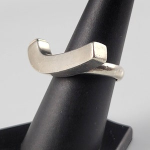 Vintage Handmade Modernist Sterling Silver J Ring
