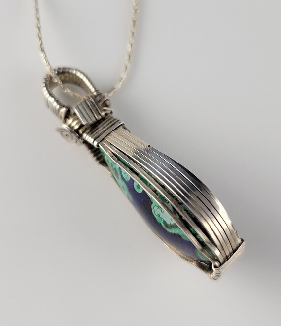 Gorgeous 1970s Chrysocolla Sterling Silver Neckla… - image 5