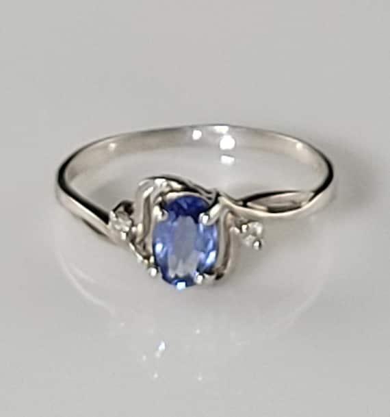 Estate Tanzanite & Diamond 10KT White Gold Bypass 